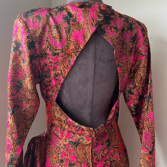 Vintage Silk Dress w Open Back - Picture 3 of 10